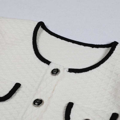 Tailored Button-Up Cardigan Jacket Wide-Leg Pantsuits