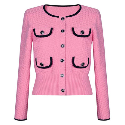 Tailored Button-Up Cardigan Jacket Wide-Leg Pantsuits