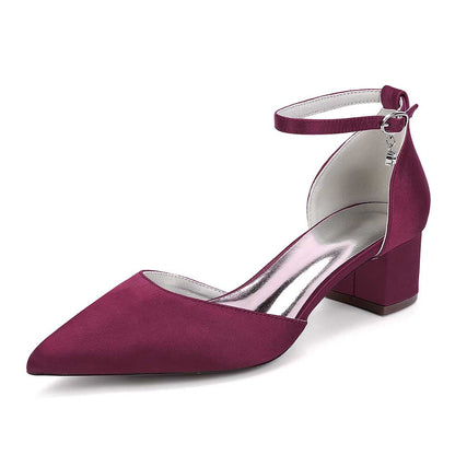 Prom Shoes Satin Chunky Heel Ankle Straps Wedding Ball Bridal Shoes