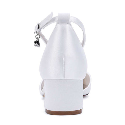 Prom Shoes Satin Chunky Heel Ankle Straps Wedding Ball Bridal Shoes