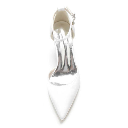 Prom Shoes Satin Chunky Heel Ankle Straps Wedding Ball Bridal Shoes