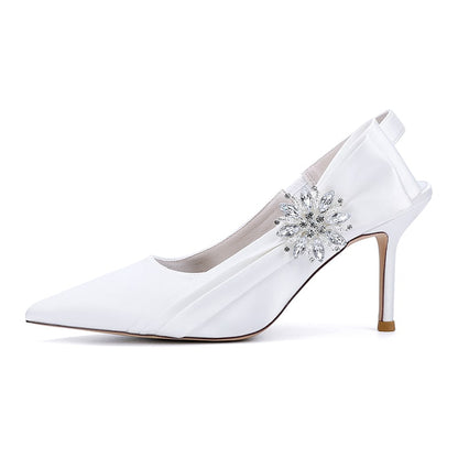Satin Wedding Shoes Heeled Bridal Sandals Slingbacks Dress Shoes