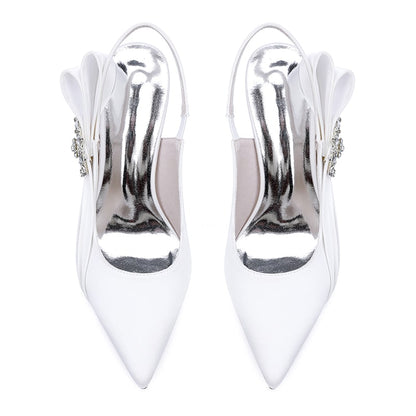 Satin Wedding Shoes Heeled Bridal Sandals Slingbacks Dress Shoes