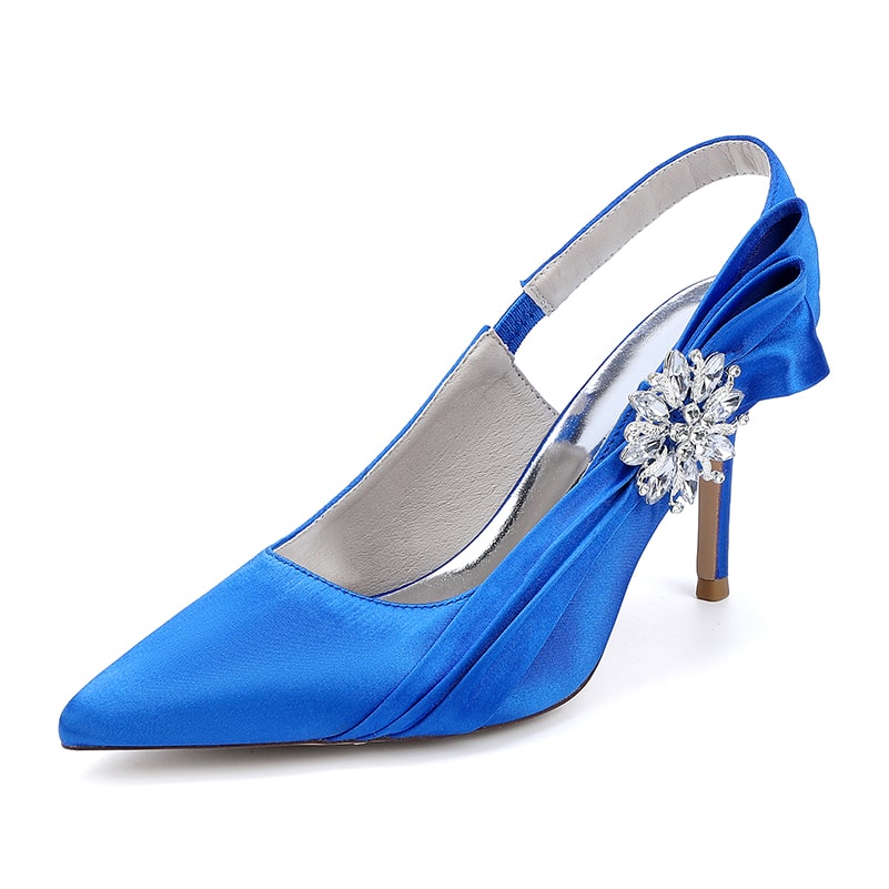 Satin Wedding Shoes Heeled Bridal Sandals Slingbacks Dress Shoes