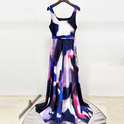 Strapless Floral-Printed Long Dress