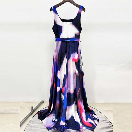 Strapless Floral-Printed Long Dress
