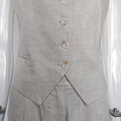 Women's White & Apricot Vest Pantsuit Set | For Office & Events