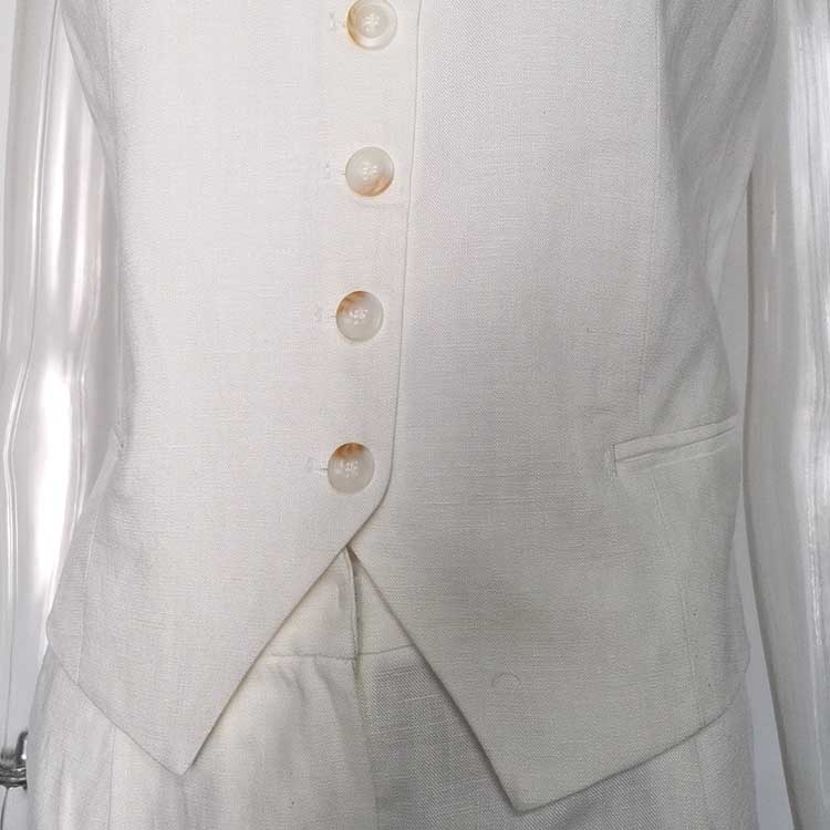 Women's White & Apricot Vest Pantsuit Set | For Office & Events
