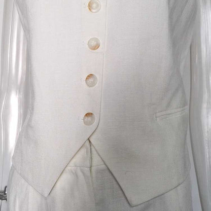 Women's White & Apricot Vest Pantsuit Set | For Office & Events