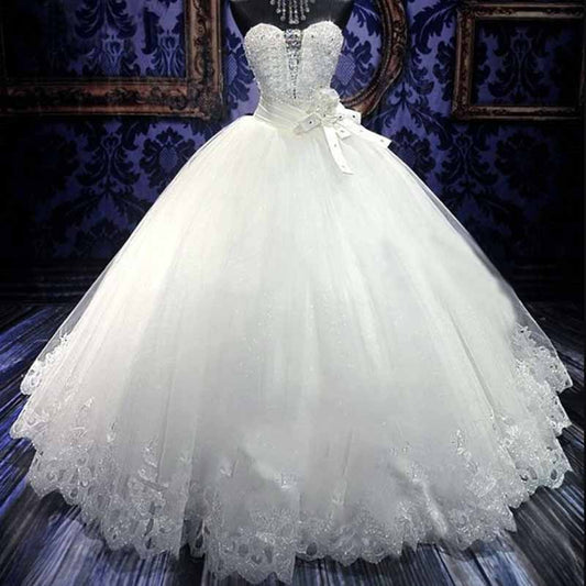Sweetheart Bridal Gown Lace-Up Crystal Embellished Wedding Dress