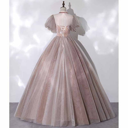 Tulle Appliques Puff Sleeve Quinceanera Dress Ball Gowns