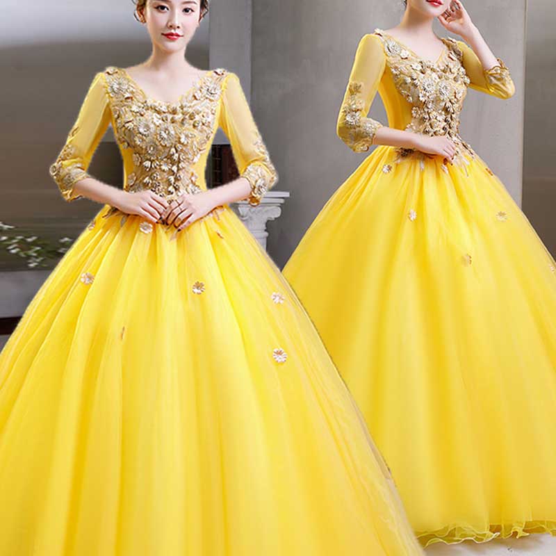 Vintage Lace Flower Appliques Prom Dress Quinceanera Dress