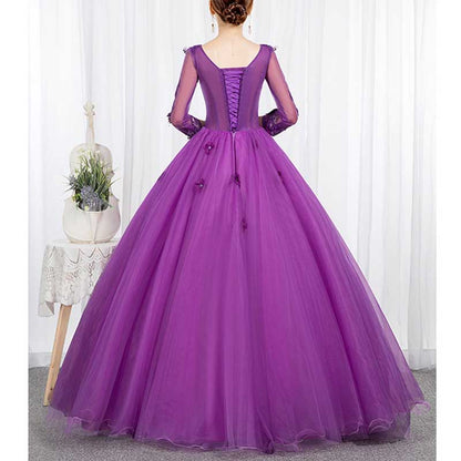 Vintage Lace Flower Appliques Prom Dress Quinceanera Dress