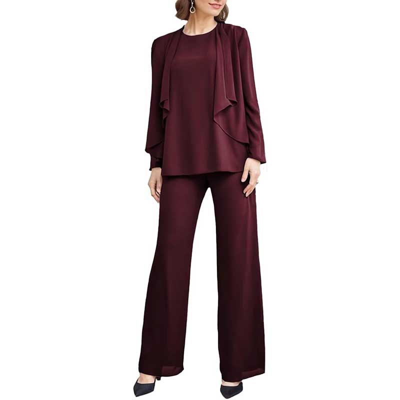 3 Piece Mother of The Bride Outfit with Jackets Long Sleeve Formal Set