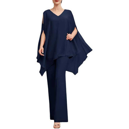 Wedding Guest Pant Suit 2 Piece Set Formal Chiffon Evening Party Outfit