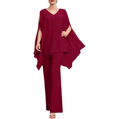Wedding Guest Pant Suit 2 Piece Set Formal Chiffon Evening Party Outfit