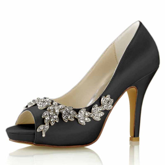 3.94" Wedding Heels Platform Stiletto Shoes Peep Toe Pumps Dress Shoes