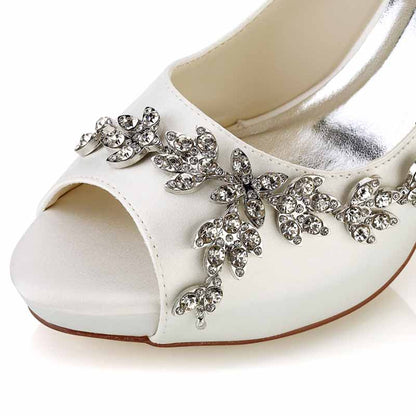3.94" Wedding Heels Platform Stiletto Shoes Peep Toe Pumps Dress Shoes