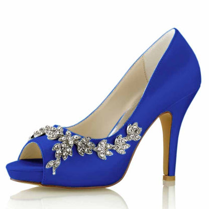 3.94" Wedding Heels Platform Stiletto Shoes Peep Toe Pumps Dress Shoes