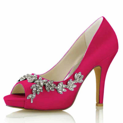 3.94" Wedding Heels Platform Stiletto Shoes Peep Toe Pumps Dress Shoes