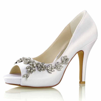 3.94" Wedding Heels Platform Stiletto Shoes Peep Toe Pumps Dress Shoes