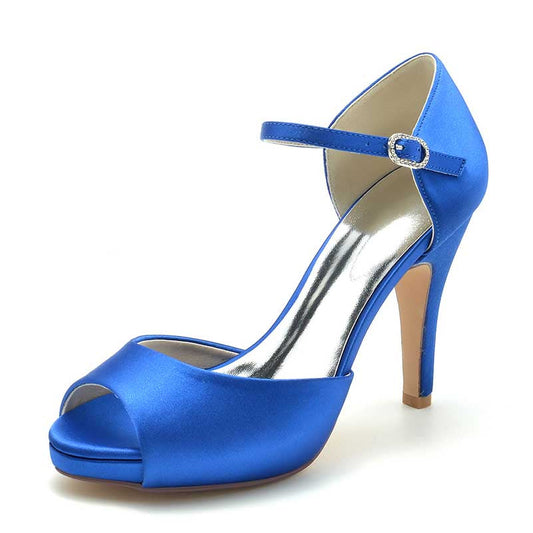 3.94" Platform Bridal Shoes Prom Shoes Ankle Strap Buckle Dress Shoes