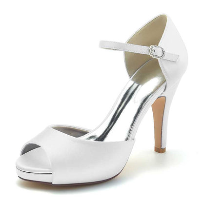 3.94" Platform Bridal Shoes Prom Shoes Ankle Strap Buckle Dress Shoes