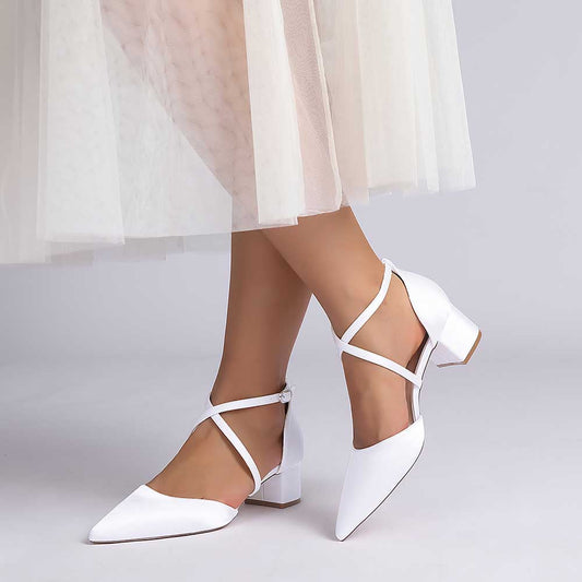 Wedding Shoes Satin Block Heel Wedding Heels Bridesmaid Shoes