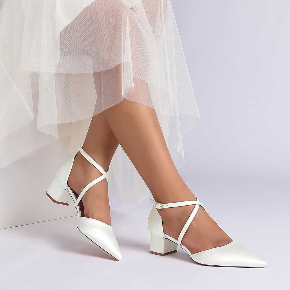 Wedding Shoes Satin Block Heel Wedding Heels Bridesmaid Shoes
