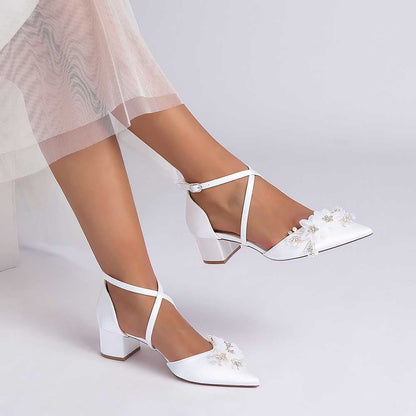Wedding Shoes Satin Block Heel Wedding Heels Bridesmaid Shoes