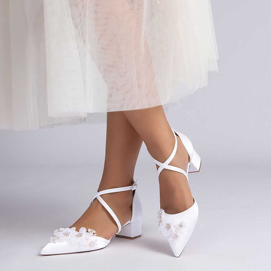 Wedding Shoes Satin Block Heel Wedding Heels Bridesmaid Shoes
