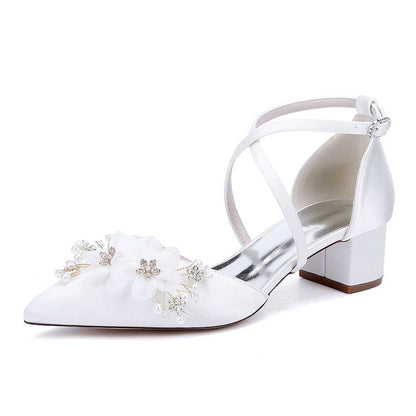Wedding Shoes Satin Block Heel Wedding Heels Bridesmaid Shoes