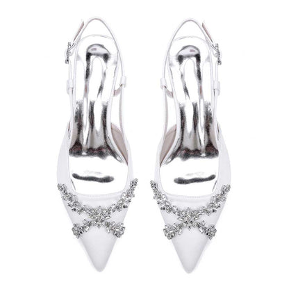 Wedding Shoes Satin Chunky Heel Slingbacks Wedding Sandals Bridal Shoes