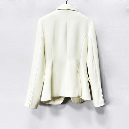 Rhinestone-Embellished White Pantsuit | One-Button Blazer for Events