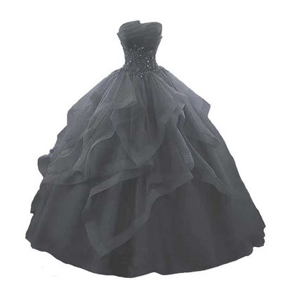 Strapless Long Prom Dress Wedding Ball Gown Dress