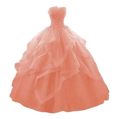 Strapless Long Prom Dress Wedding Ball Gown Dress