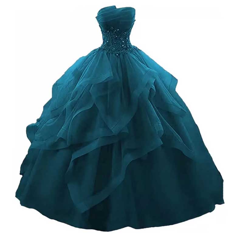 Strapless Long Prom Dress Wedding Ball Gown Dress