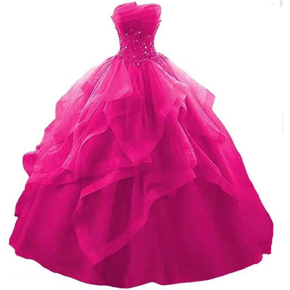 Strapless Long Prom Dress Wedding Ball Gown Dress