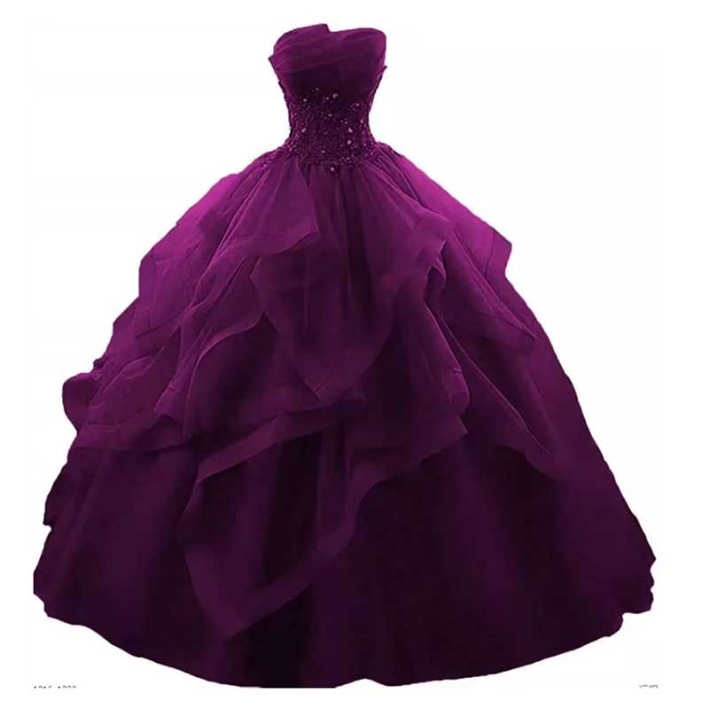 Strapless Long Prom Dress Wedding Ball Gown Dress