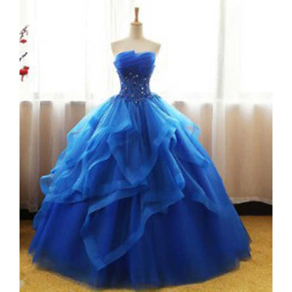 Strapless Long Prom Dress Wedding Ball Gown Dress