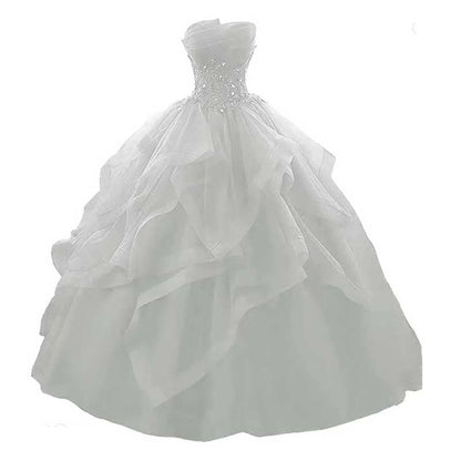 Strapless Long Prom Dress Wedding Ball Gown Dress