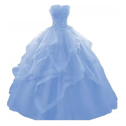 Strapless Long Prom Dress Wedding Ball Gown Dress