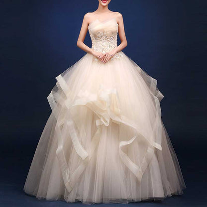 Strapless Long Prom Dress Wedding Ball Gown Dress