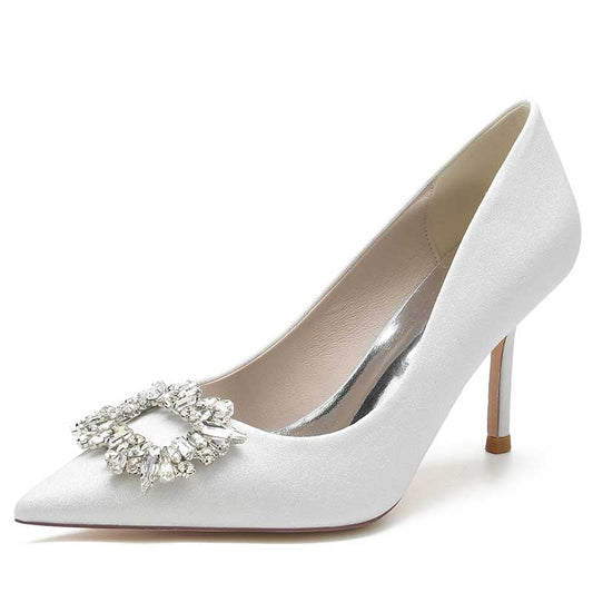 Crystal Wedding High Heels Pointed Closed Toe Bridal Wedding Shoes