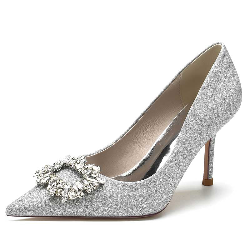 Crystal Wedding High Heels Pointed Closed Toe Bridal Wedding Shoes