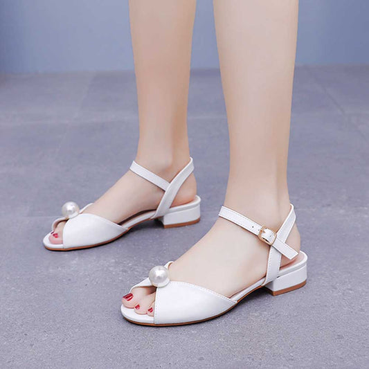 Wedding Shoes Peep Toe Low Heeled Sandals