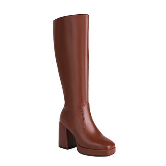 Women's Knee-Length Chunky Heel Boots | Bold & Comfortable Style