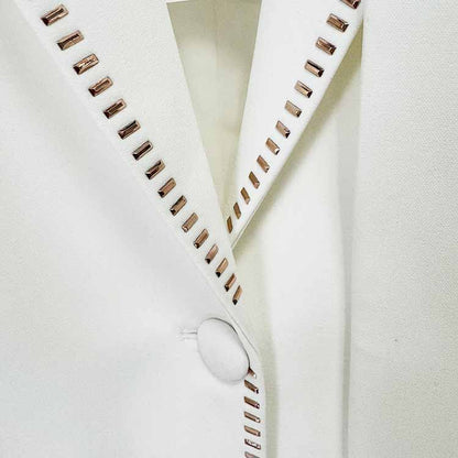 One Button Pantsuit Scarf Embellished Oversized Pant Suit For Wedding