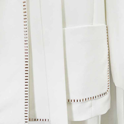 One Button Pantsuit Scarf Embellished Oversized Pant Suit For Wedding