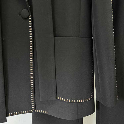 One Button Pantsuit Scarf Embellished Oversized Pant Suit For Wedding